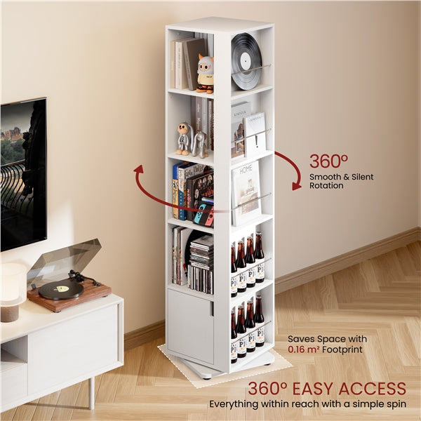 42*42 cm 360° Rotating Bookshelf 5-Layer 169cm Corner Bookcase