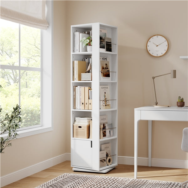 42*42 cm 360° Rotating Bookshelf 5-Layer 169cm Corner Bookcase