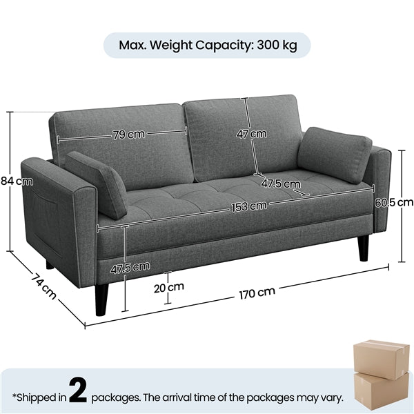 Fabric Upholstered 2-Seater Sofa and Oversized Armchair Set