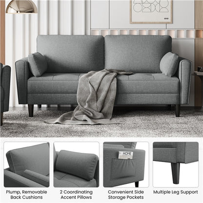 Fabric Upholstered 2-Seater Sofa and Oversized Armchair Set