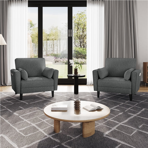 Fabric Upholstered 2-Seater Sofa and Oversized Armchair Set