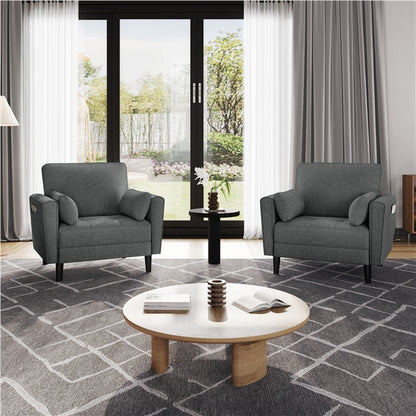 2pcs Fabric Upholstered Tufted Oversized Armchairs