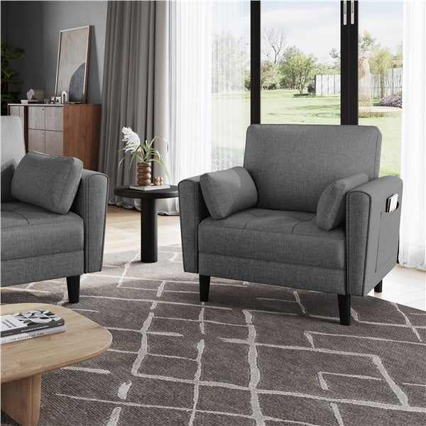 Fabric Upholstered 2-Seater Sofa and Oversized Armchair Set