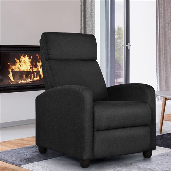 Yaheetech Fabric Recliner Chair Black Manual Reclining Armchair with Adjustable Footrest & Pocket Springs