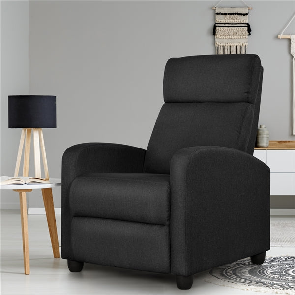 Yaheetech Fabric Recliner Chair Black Manual Reclining Armchair with Adjustable Footrest & Pocket Springs