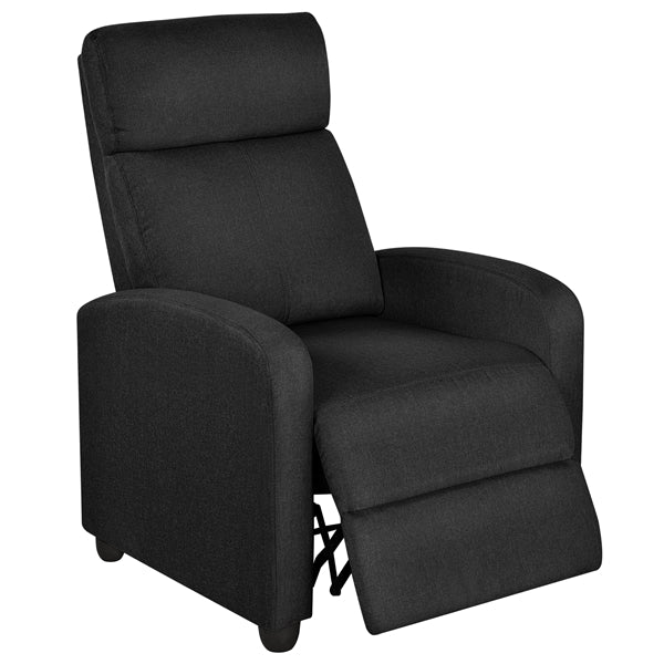 Yaheetech Fabric Recliner Chair Black Manual Reclining Armchair with Adjustable Footrest & Pocket Springs