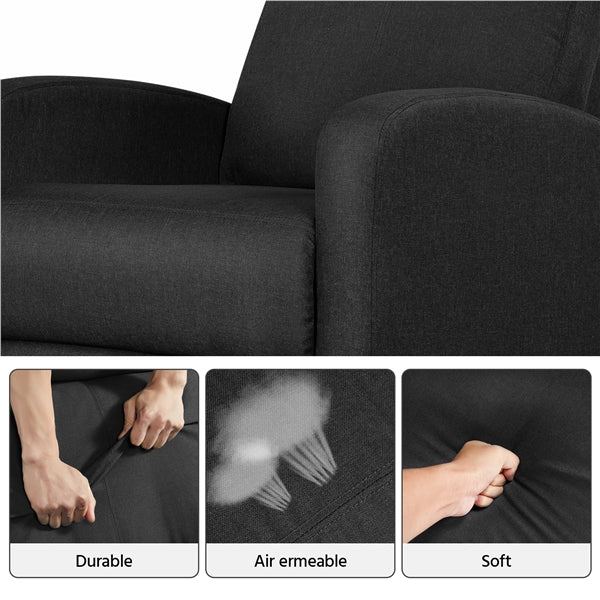 Yaheetech Fabric Recliner Chair Black Manual Reclining Armchair with Adjustable Footrest & Pocket Springs