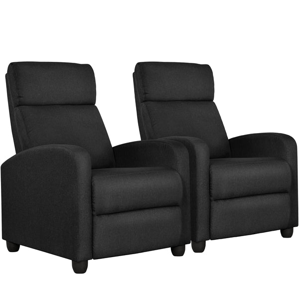 Yaheetech Fabric Recliner Chair Black Manual Reclining Armchair with Adjustable Footrest & Pocket Springs