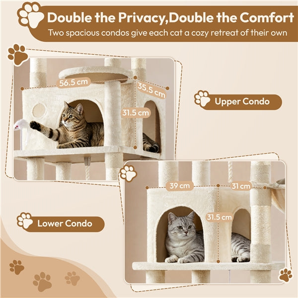 210cm Multi-Level Cat Tree Cat Tower with 9 Sisal Scratching Posts