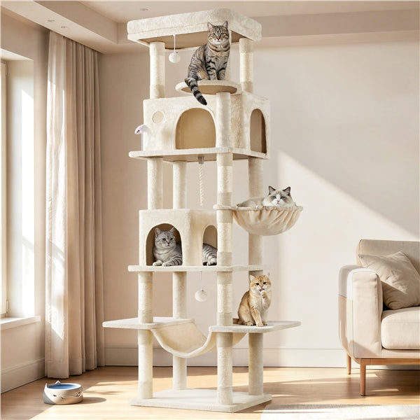 210cm Multi-Level Cat Tree Cat Tower with 9 Sisal Scratching Posts
