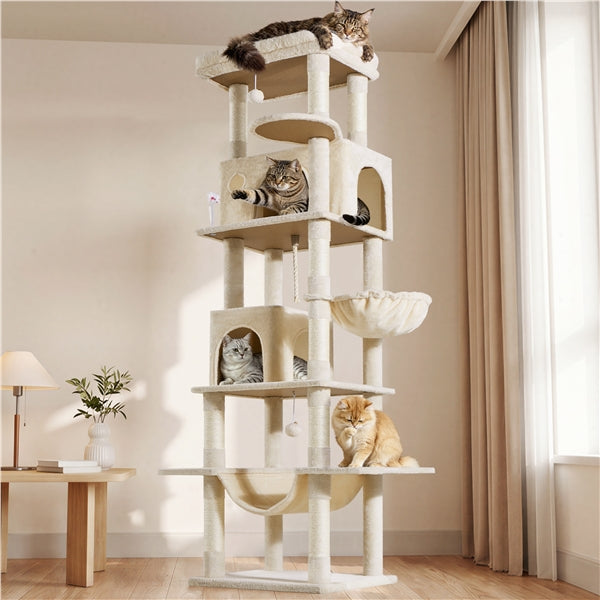 210cm Multi-Level Cat Tree Cat Tower with 9 Sisal Scratching Posts