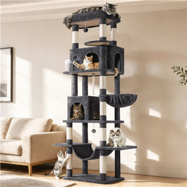 210cm High-Rise Multi-Level Cat Tree Cat Towerwith 9 Sisal Scratching Posts