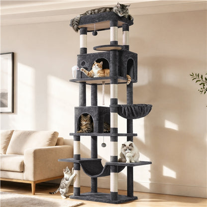 210cm High-Rise Multi-Level Cat Tree Cat Towerwith 9 Sisal Scratching Posts