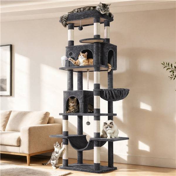 210cm High-Rise Multi-Level Cat Tree Cat Towerwith 9 Sisal Scratching Posts