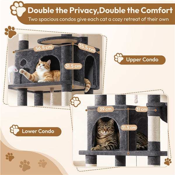 210cm High-Rise Multi-Level Cat Tree Cat Towerwith 9 Sisal Scratching Posts