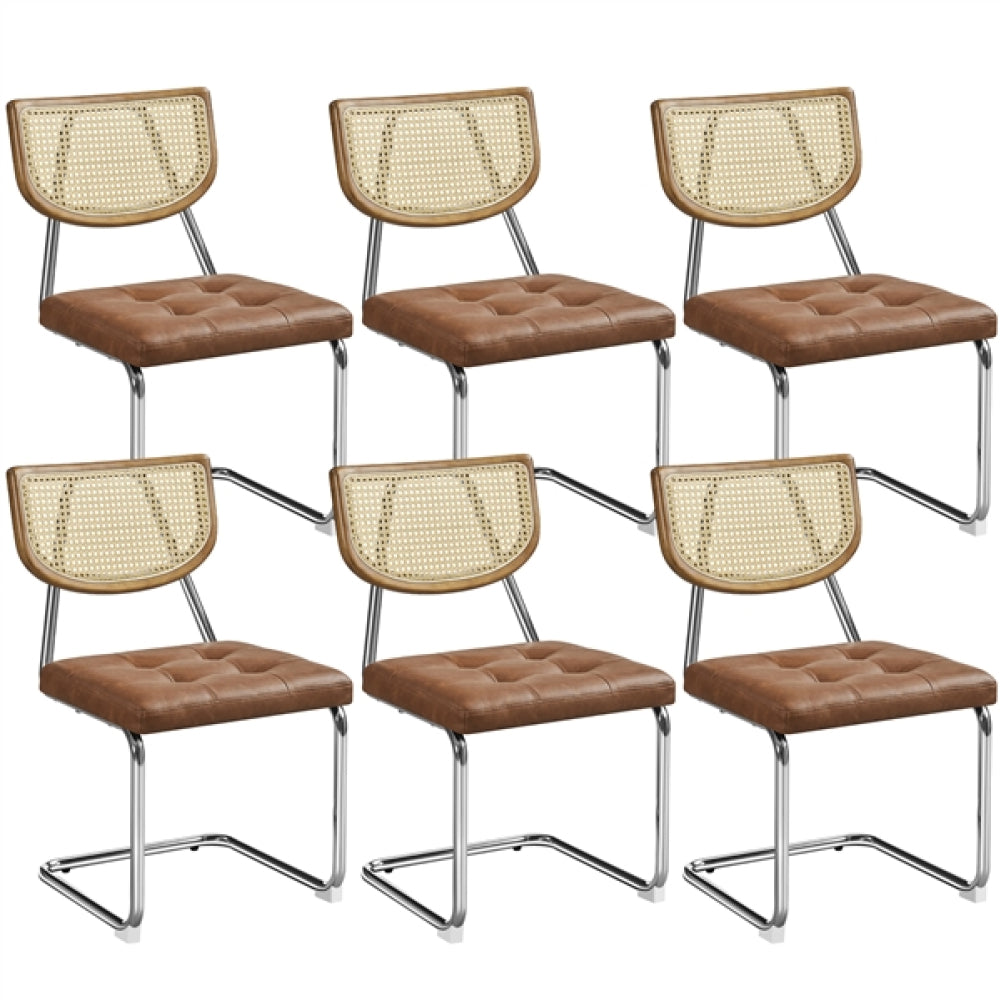 6PCS Mid-Century Modern Dining Chairs with Mesh Rattan Back