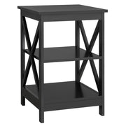 3 Tier Wood X Shape Bedside End Table Storage Cabinet Night Stand
