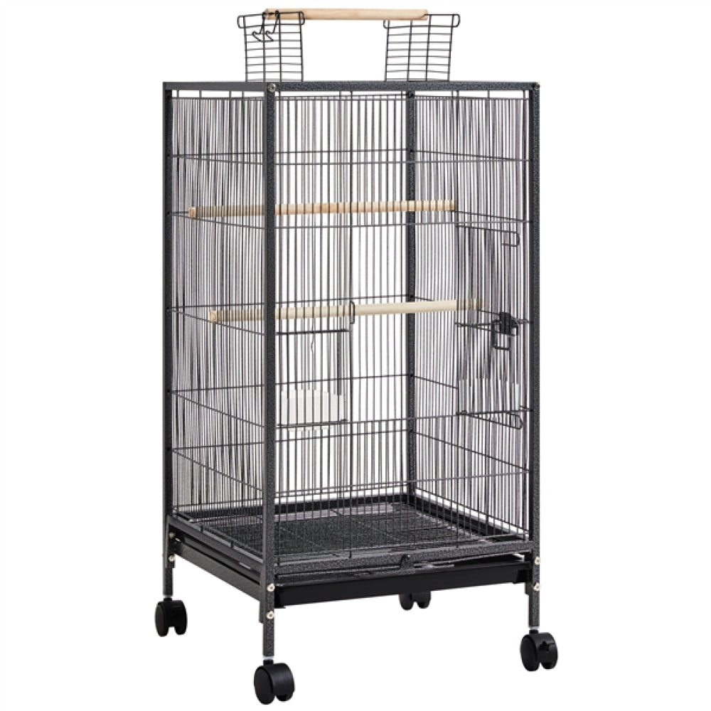 40-Inch H Wrought Iron Bird Cage with Rolling Stand