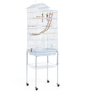 Rolling Metal Bird Cage with Detachable Stand Toys Included
