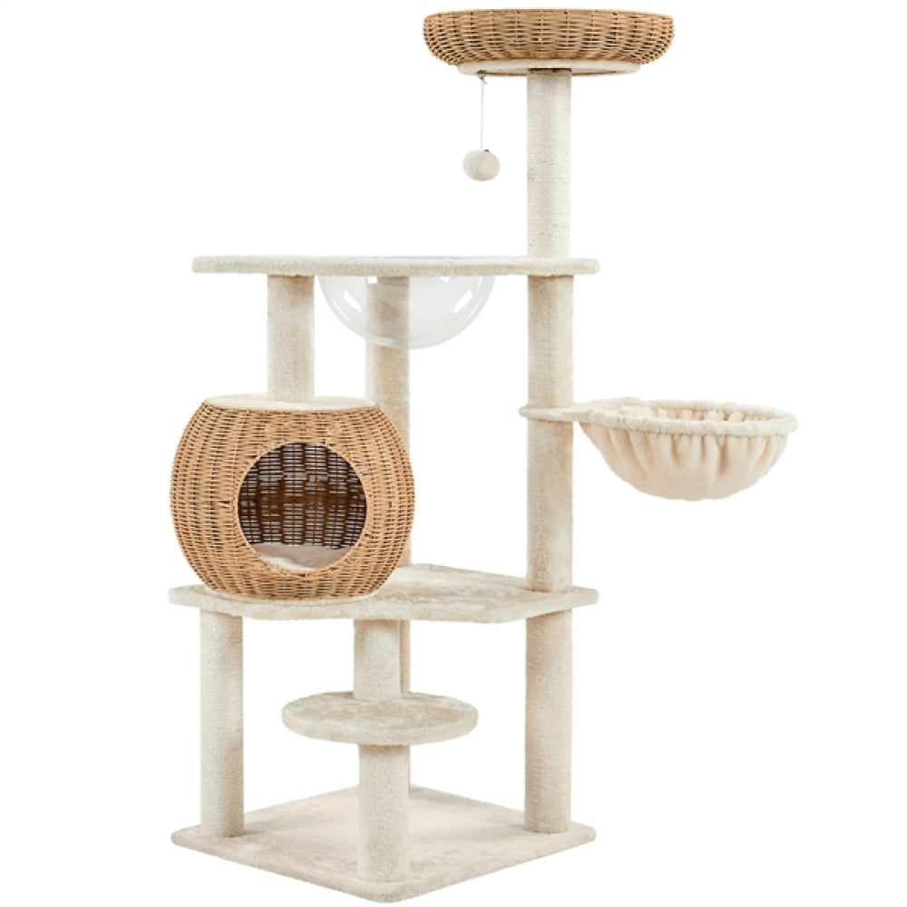 54″ Tall Rattan Cat Tree Cat Tower