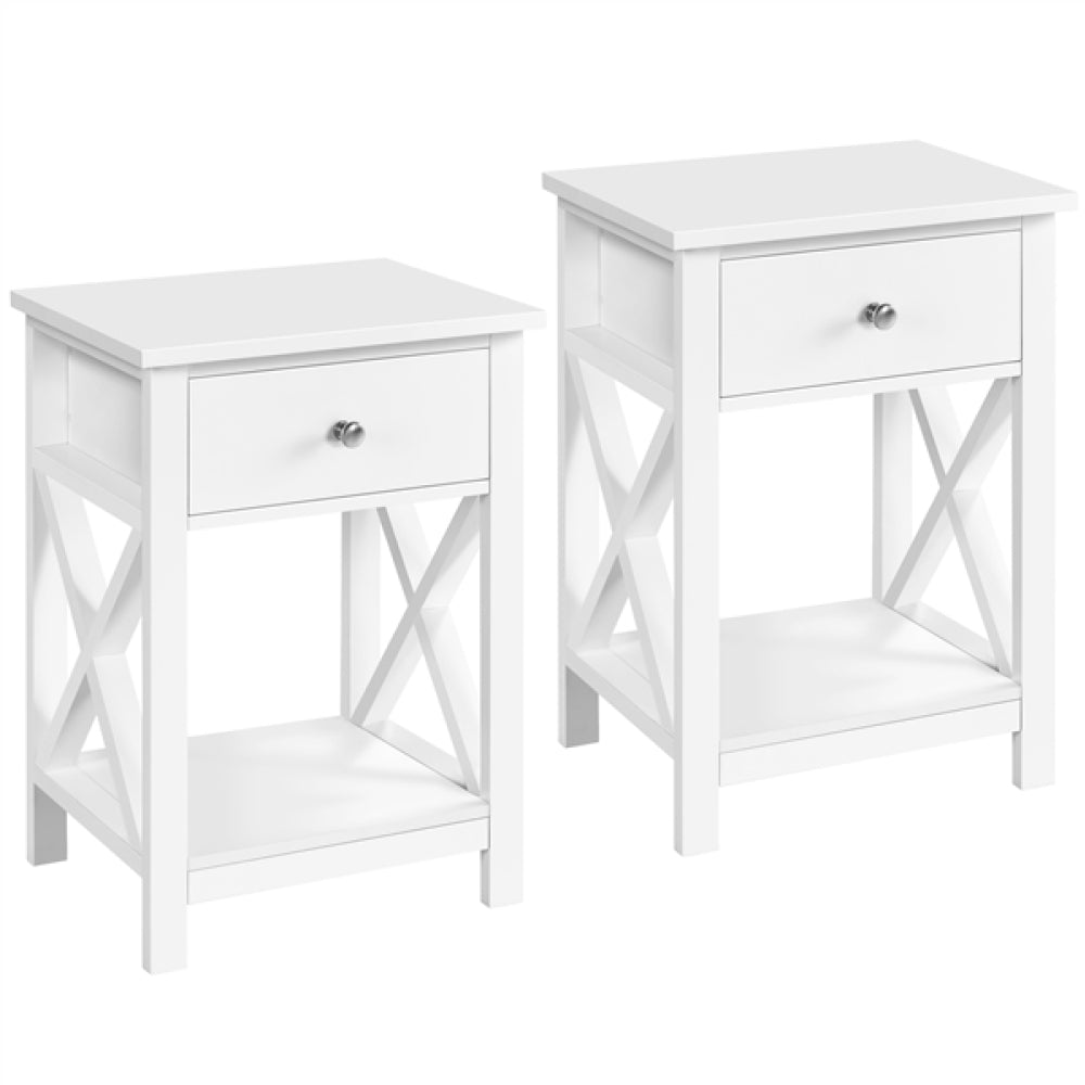Pack of 2 Improved Quality Wood X Shape Bedside End Table Storage Cabinet Night Stand