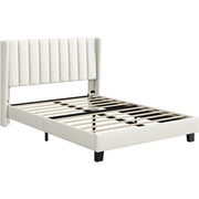 135 cm W x 190 cm L Upholstered Bed Frame With Base & Wing Side