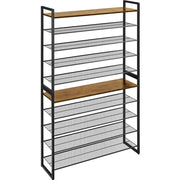 10-Tier Iron Shoe Rack Organizer Large 50-Pair Capacity Open Shoe Tower