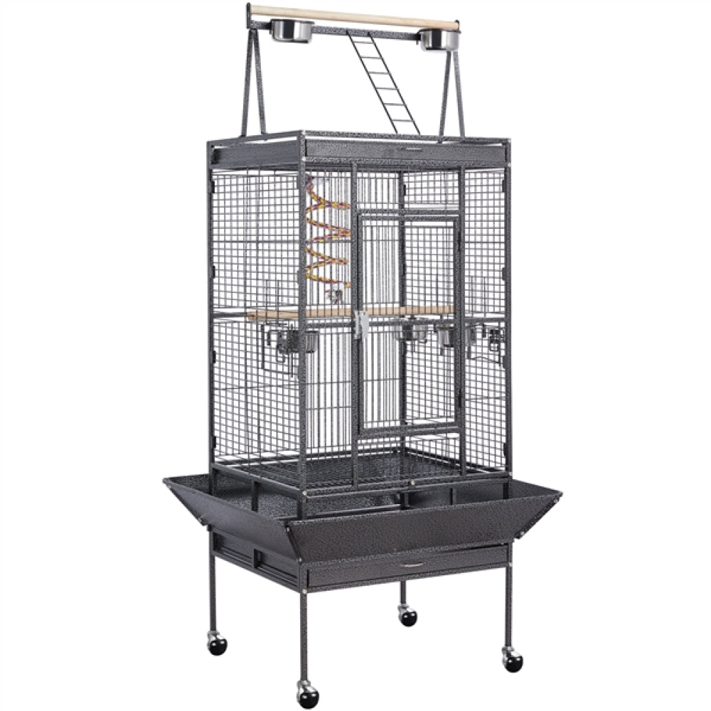 H68.5'' Play Top Parrot Cage Metal Rolling Bird Cage