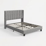 Queen Upholstered Bed Frame with Channel Tufted Headboard