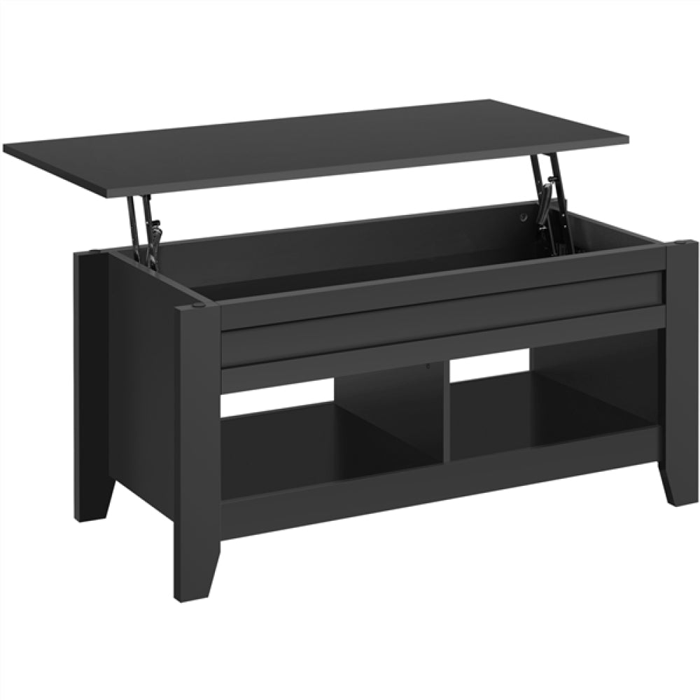 Shaker Design Lift Top Coffee Table w/Storage & 2 Open Shelves