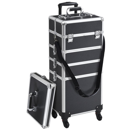 5-In-1 Professional Aluminum Rolling Cosmetic Makeup Train Cases Trolley