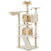 Cat Tree Condo Kitten Tree Tower w/ 2 Condos & Dangling Ball & Round Platform & Ladder