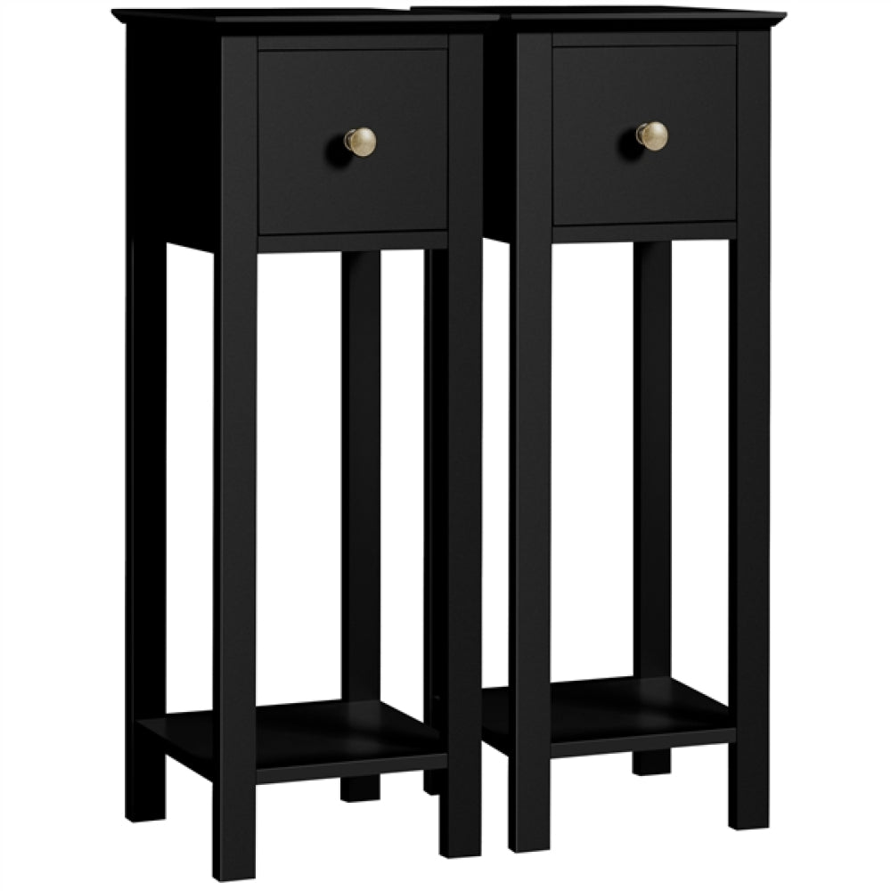 Slim Bedside Tables Set of 2 End Tables With Storage Drawers