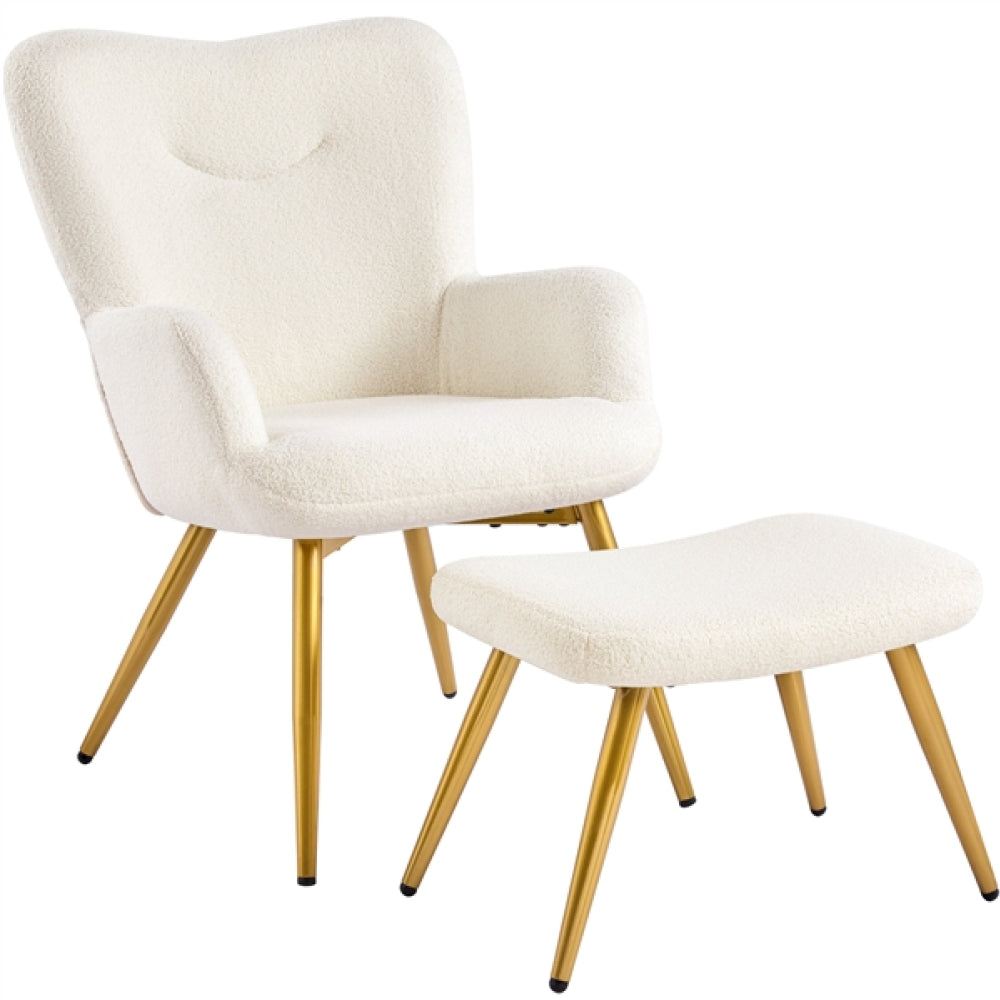 Boucle Accent Chair and Ottoman