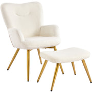 Boucle Accent Chair and Ottoman