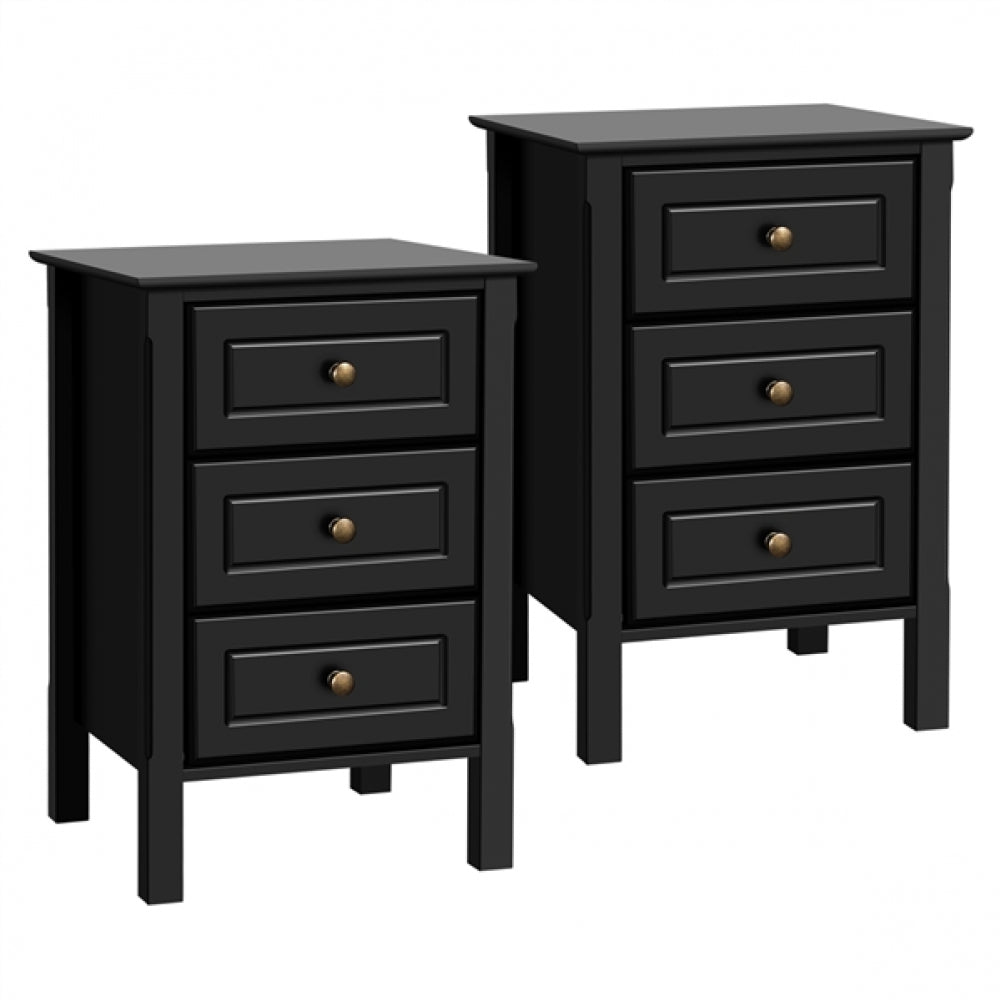 2x Side Table Nightstand End Table 3-drawer Side Table
