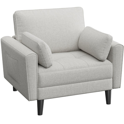 Tufted Oversized Armchair Comfy Fabric Accent Chair Single Sofa