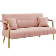 Upholstered Sofa Couch with Gold-tone Metal Arms and Legs