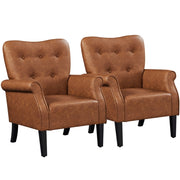 1 Pair Mid-century Modern Faux Leather Accent Chair Armchair