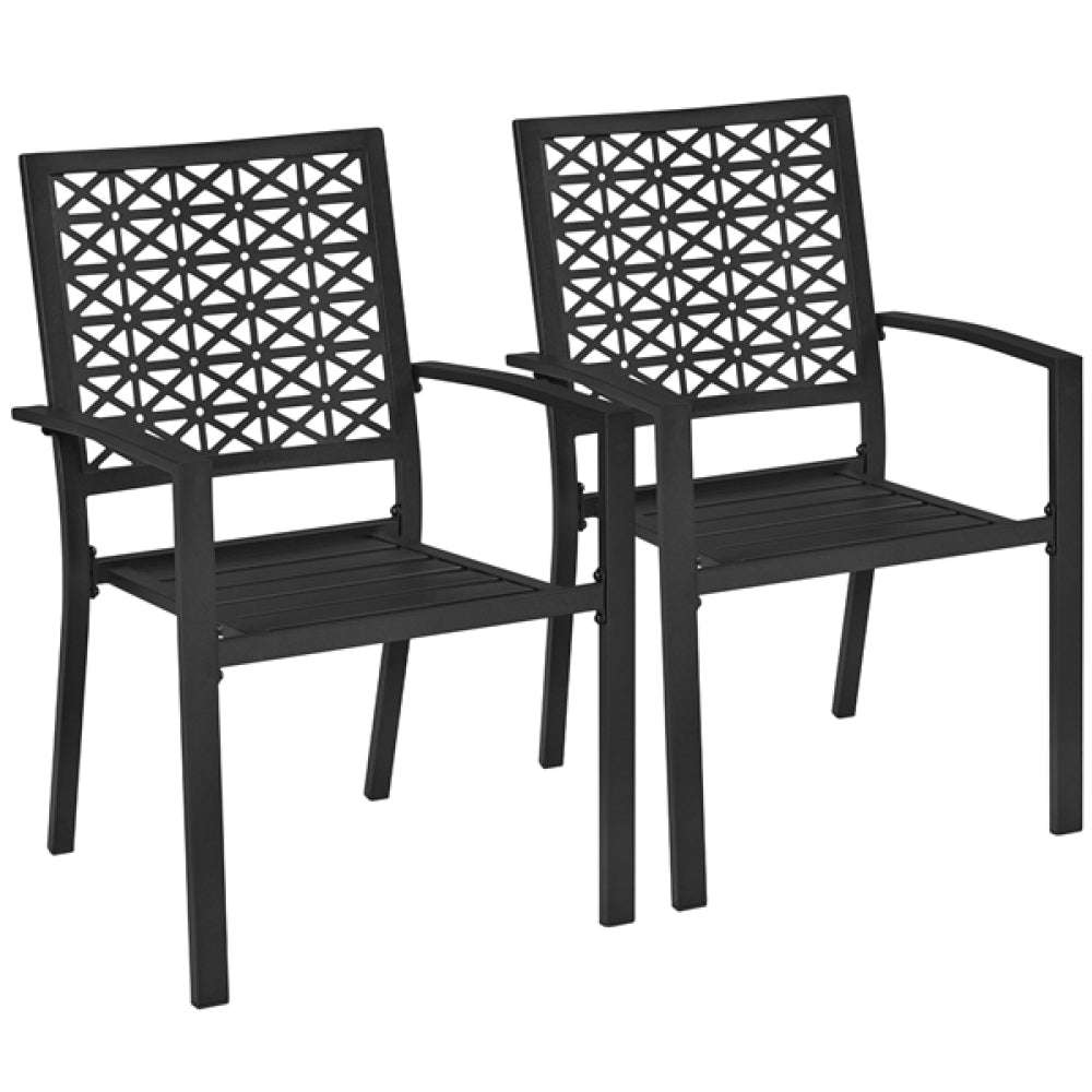 Set of 2 Outdoor Patio Dining Chairs with Armrests Modern Steel Bistro Chairs