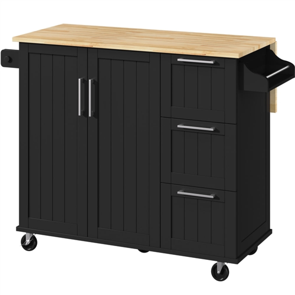Kitchen Cart Kithen Trolley with Wood Top and Drop Leaf Breakfast Bar