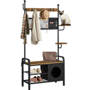 Hall Tree with Cat House Coat Rack Shoe Rack