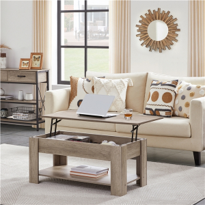 Lift Top Coffee Table w/ Hidden Compartment & Open Shelf