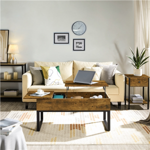 Split Lift-top Coffee Table with Hidden Storage Compartments