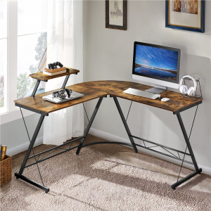 L-Shaped Desk with Monitor Stand