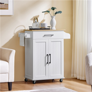 Kitchen Island Cart with Spice Rack Storage Rolling Kitchen Cart