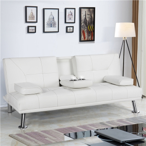 Faux Leather Convertible Futon Sofa Bed