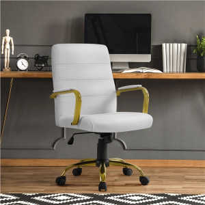 Mid-Back Office Chair with Gold Frame