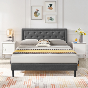 Fabric Upholstered Bed Frame Queen Size