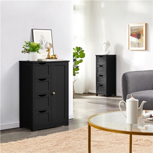 Wooden Bathroom Cabinet 4 Drawers & Cupboard Bathroom Storage Unit